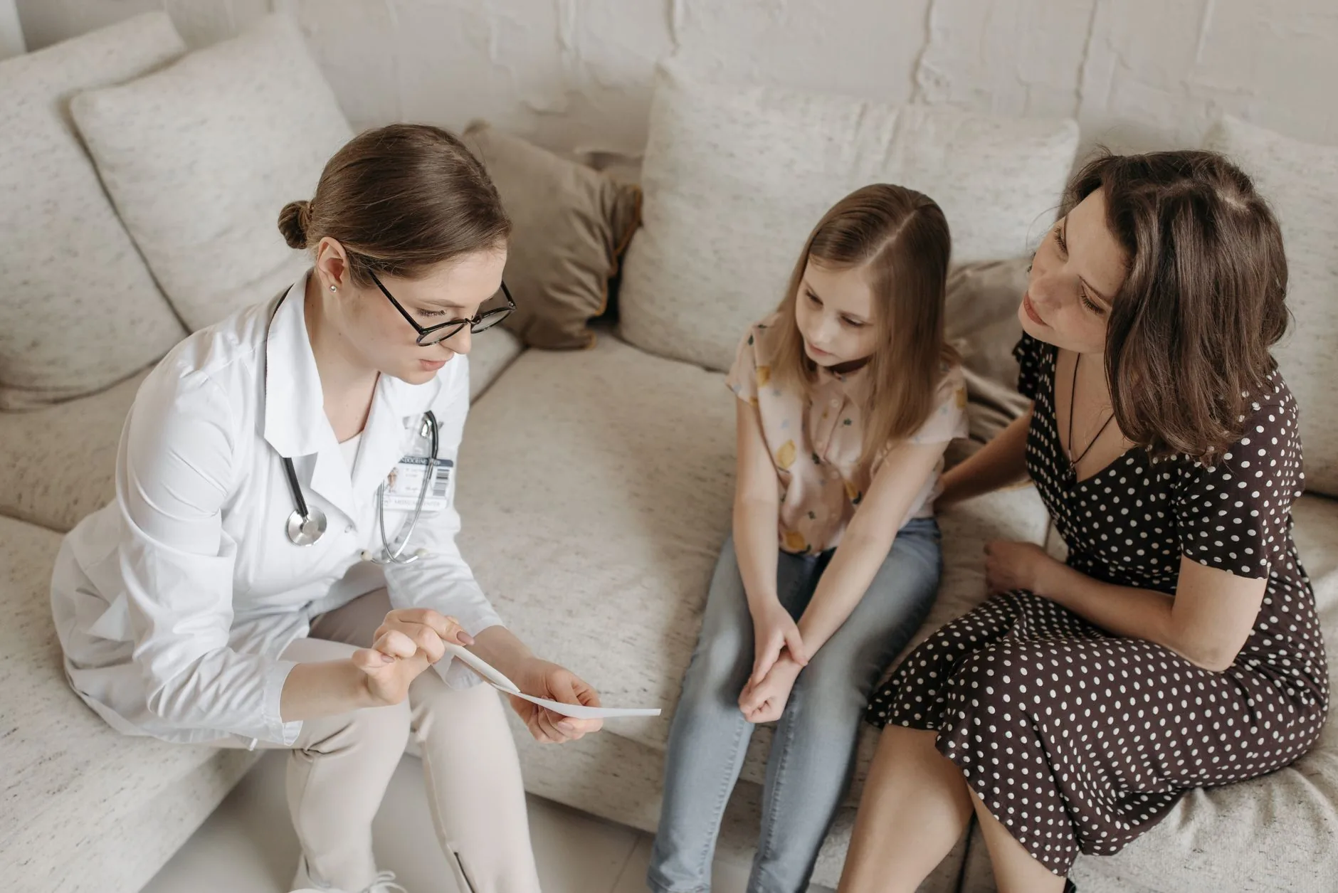A family meeting with a doctor about health coverage