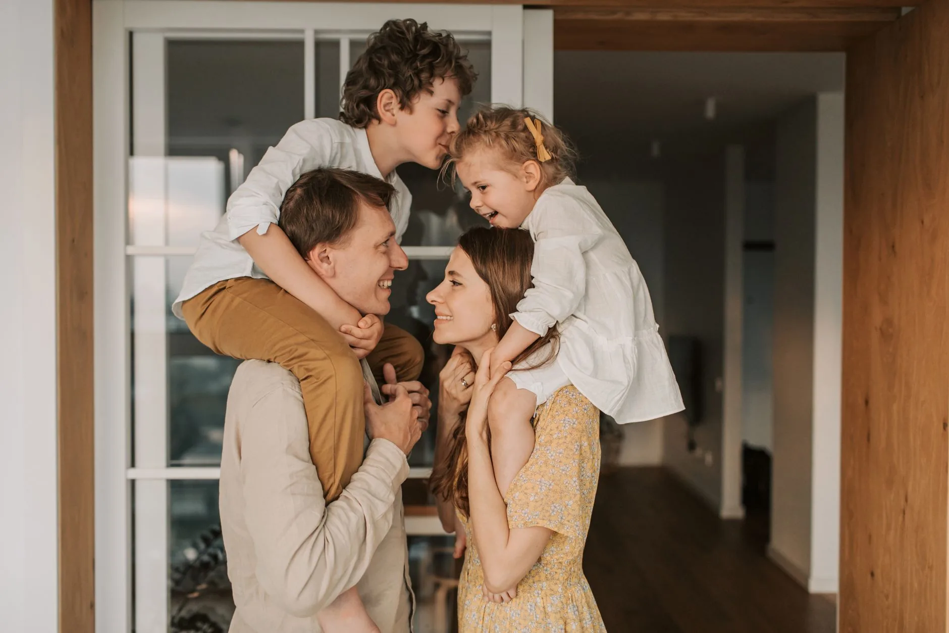 A young family together at home